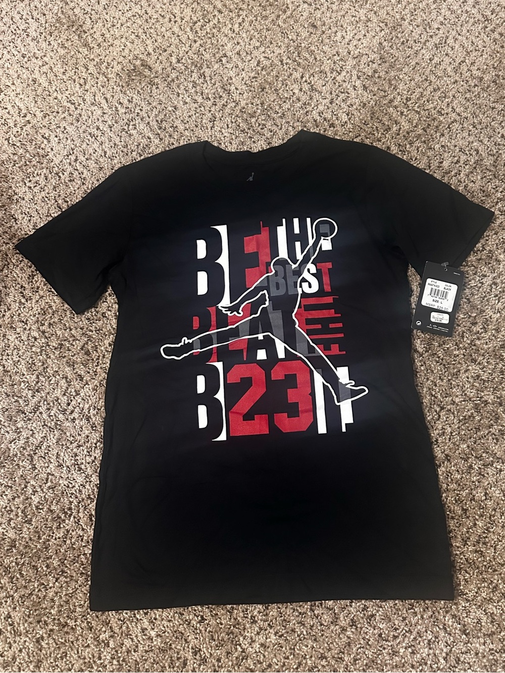 Jordan Jumpman Boys Graphic T-Shirt Black Red White Size L NWT